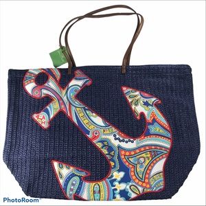 Vera Bradley Seashore Tote Marina Paisley Anchor